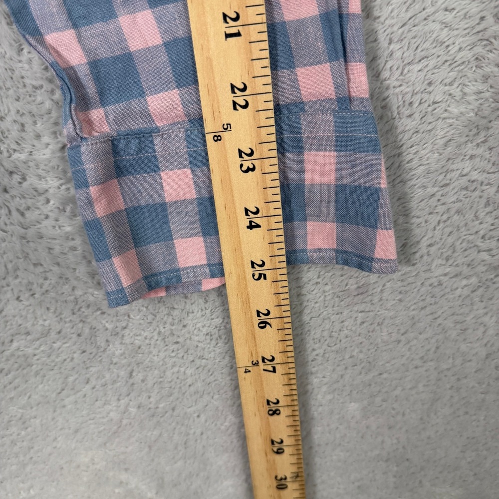 UNTUCKit Mens Medium Sutton WR Slim Fit Linen Shirt Pink Blue Gingham Check Flex - Picture 6 of 8